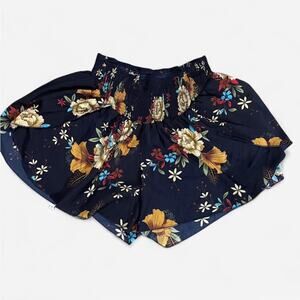 Floral blue swing shorts